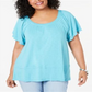 Style & Co Plus Flutter-Sleeve Swing-Hem Top Freshwater Black Size XS