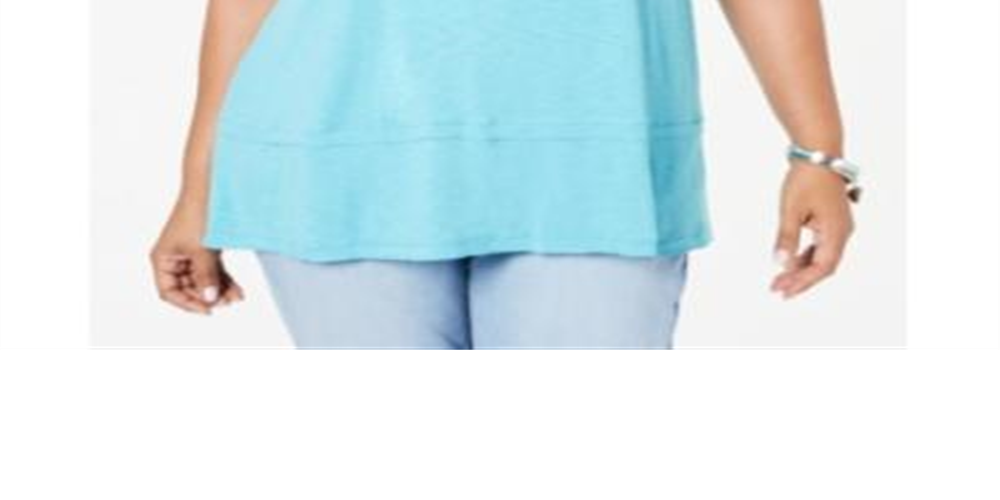Style & Co Plus Flutter-Sleeve Swing-Hem Top Freshwater Black Size XS
