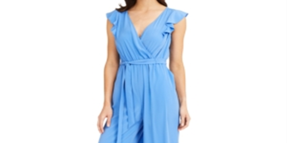 Charter Club Women's Flutter-Sleeve Cropped Jumpsui Baywater Blue 10