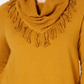 Style & Co Women's  Fringe-Trim Cowlneck Sweater  - Spiced Cumin Yellow Size Small