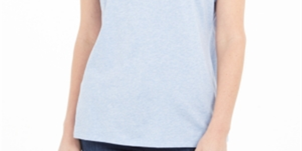 Karen Scott Women's Keyhole T-Shirt  Blue Size Small