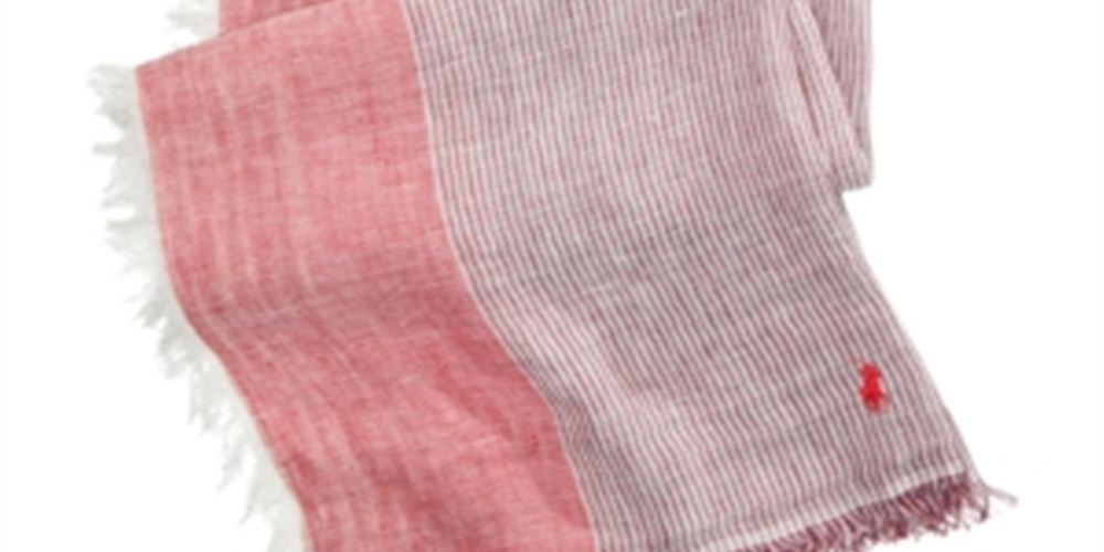 Polo Ralph Lauren Women's Rectangle Scarf Linen Striped Red  One Size