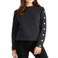 Rachel Rachel Roy Women's Marina Heathered Snap Sleeve Sweatshirt Black Size XL