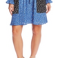 Cece Women's  Belted Floral Long Sleeve V Neck Above the Knee Trapeze Dress Blue Size XL