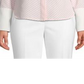 Anne Klein Women's First Blush/Anne White Women's Long Sleeve Stripe CDC Oxford Top Pink Size Medium