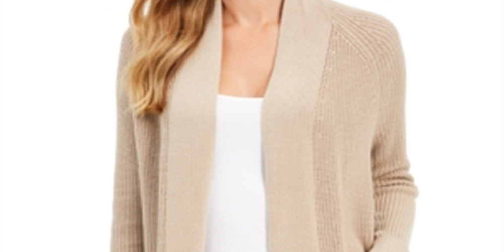 Charter Club Women's Open-Front Cardigan  Vintage Rose Brown Size 2XL