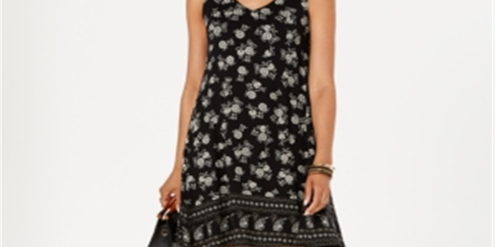 Style & Co Women's Floral Print Crisscross Dress Black Size -Petite XL