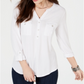 Style & Co Women's Roll Tab Popover Top White Size Petite XL