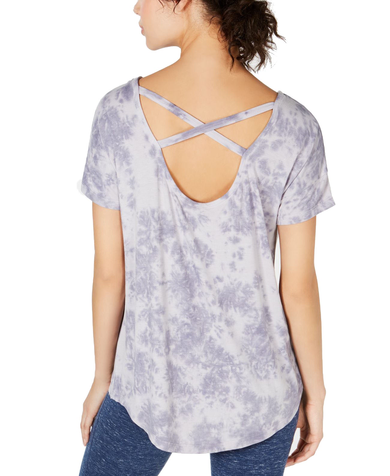 Ideology Women’s Tie Dyed Strappy Back High Low Hem T-Shirt Purple Size S