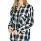 Sanctuary Women's New Generation Plaid Boyfriend Blouse Black Size L