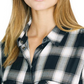 Sanctuary Women's New Generation Plaid Boyfriend Blouse Black Size L