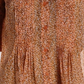 French Connection Women's Ruffled Sheer Pintuck Button-front Printed Short Sleeve Collared Top Orange Size 6 -