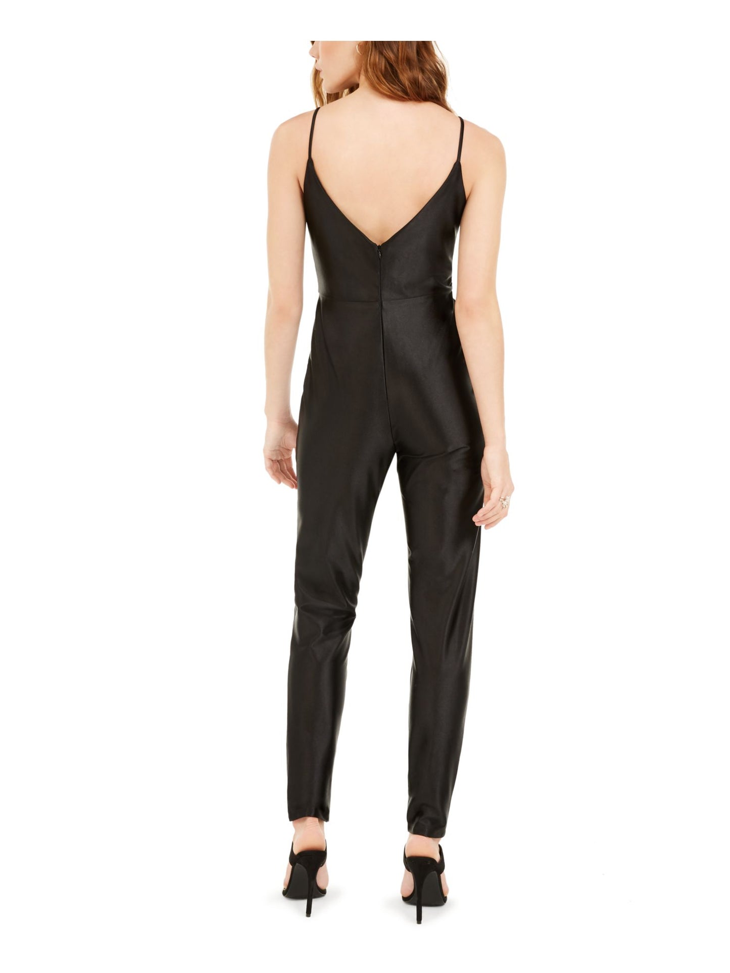Bebe Women's True Satin Skinny Fit Jumpsuit Black Size Medium