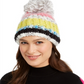 INC International Concepts Women's Colorblocked Mega Pom Beanie White One Size