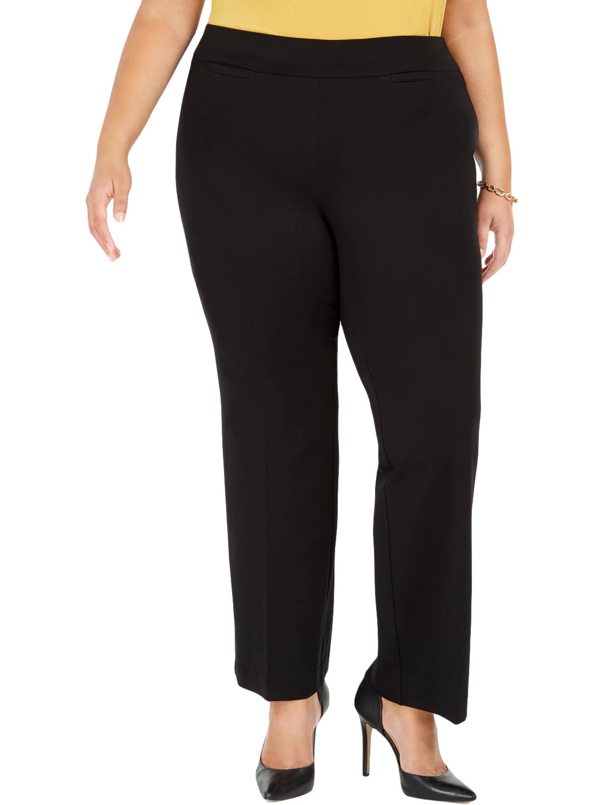Kasper Women's Plus Size Pull-on Compression-Waist Pants Black Size 14w