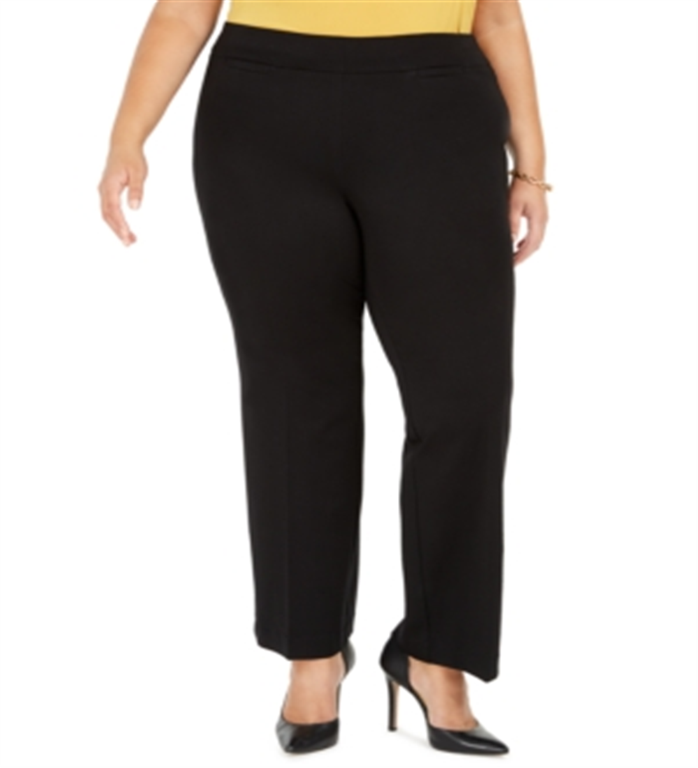 Kasper Women's Plus Size Pull-on Compression-Waist Pants Black Size 14w