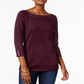 Karen Scott Women's Boat-Neck  Sweater Wine Size Small