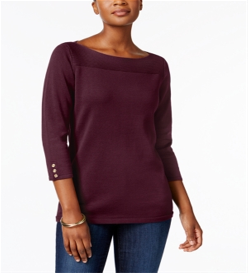 Karen Scott Women's Boat-Neck  Sweater Wine Size Small