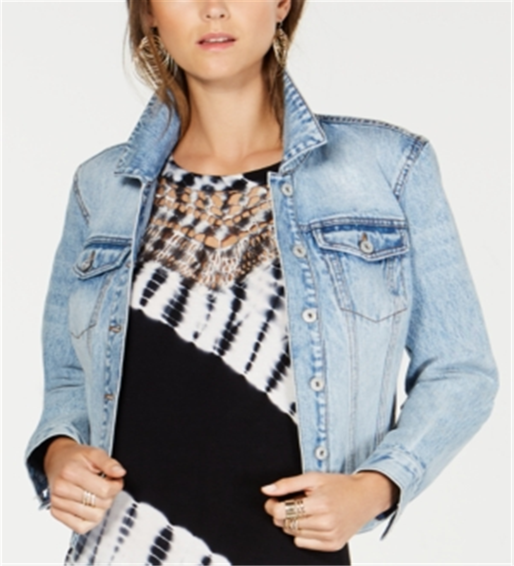 INC Women's Denim Trucker Jacket Indigo Blue Size 2XL
