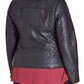 City Chic Women's Plus Panther Pleather Faux Fur Collar Jacket -Black Size S
