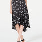 ALFANI Women's  Floral Below the Knee Hi-Lo Skirt  Black Size 8
