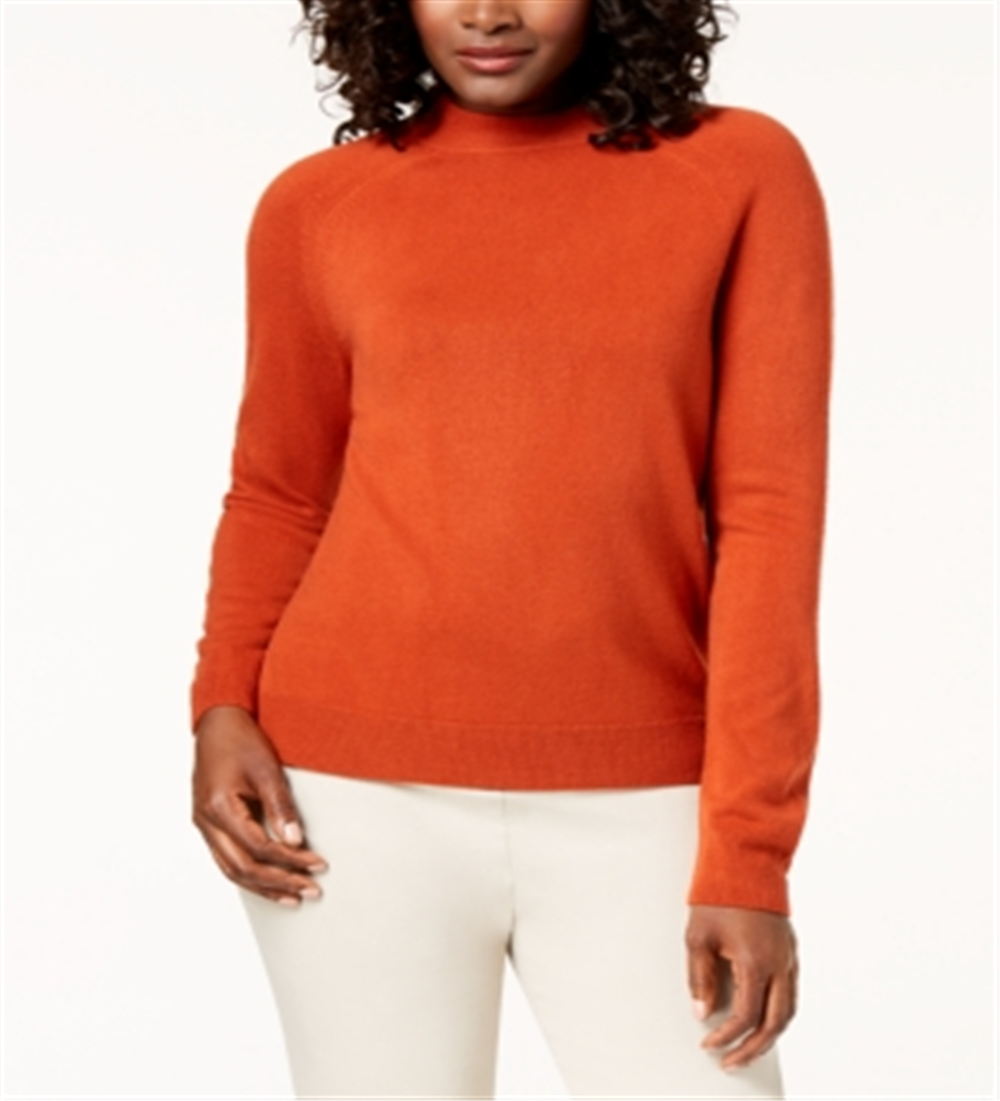 Karen Scott Women's Zip-Back Mock-Neck Sweater  Red Size 2XL