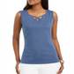 Karen Scott Women's Triple-Keyhole Studded Tank Top  Blue Size Medium