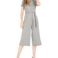 Bebop Women's Belted Plaid Short Sleeve Mock Jumpsuit Juniors Green Size Medium