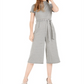 Bebop Women's Belted Plaid Short Sleeve Mock Jumpsuit Juniors Green Size Medium