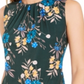 Calvin Klein Women's Floral Print Pleat Neck Top Green Size XL
