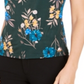 Calvin Klein Women's Floral Print Pleat Neck Top Green Size XL