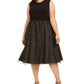 Calvin Klein Women's Plus Clip Dot Fit Flare Dress Black Size14W