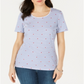 Karen Scott Women's Printed Short-Sleeve T-Shirt  - Intrepid Blue Blue Size Large