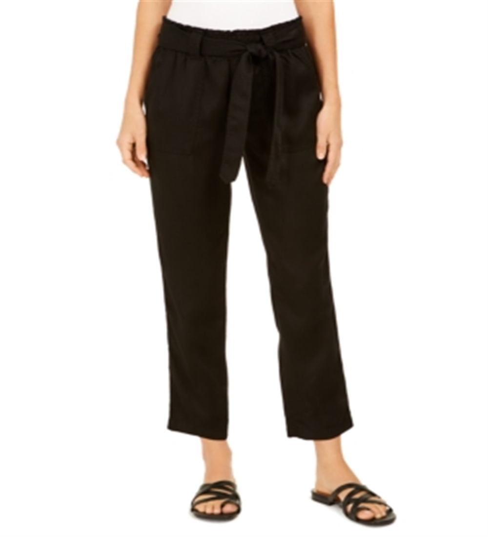 Style & Co Women's Tie Belted Utility Pants Black Size S