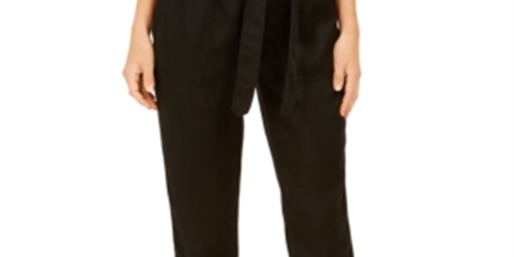 Style & Co Women's Tie Belted Utility Pants Black Size S