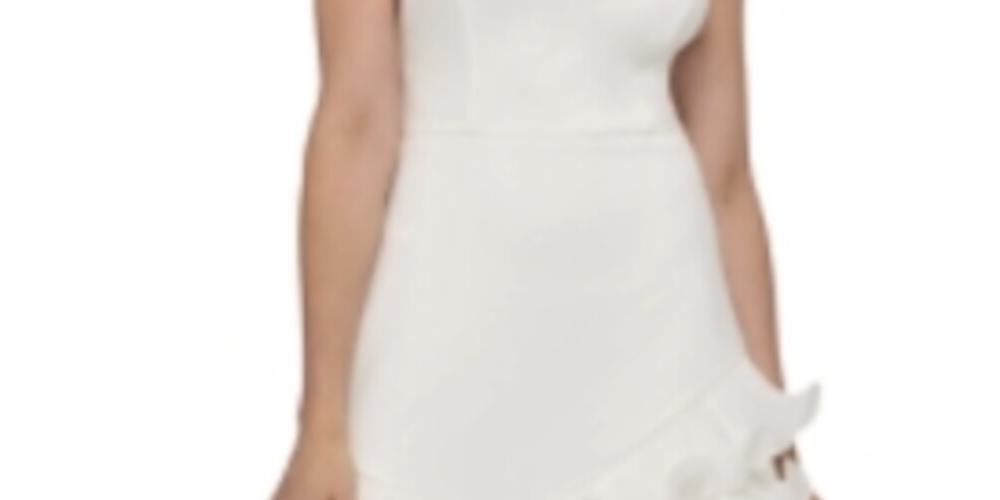 Guess Women's  Pleated Sleeveless Halter Short Ruffled Dress Size White Size 10