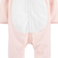 Carter's Girls' Jumpsuits Pink - Pink & Gray Floral Bear Ears Hooded Fleece Playsuit Infant Pink Size 12MOS