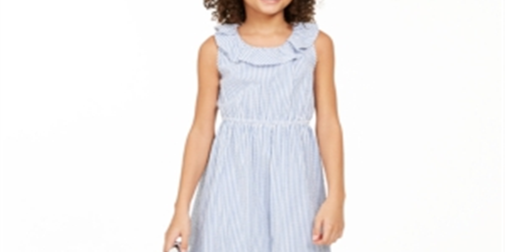Charter Club Big Girls Mommy & Me Seersucker Dress  Blue Size Medium