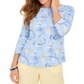 Charter Club Women's  Paisley-Print 3/4-Sleeve Top  Purple Size Medium