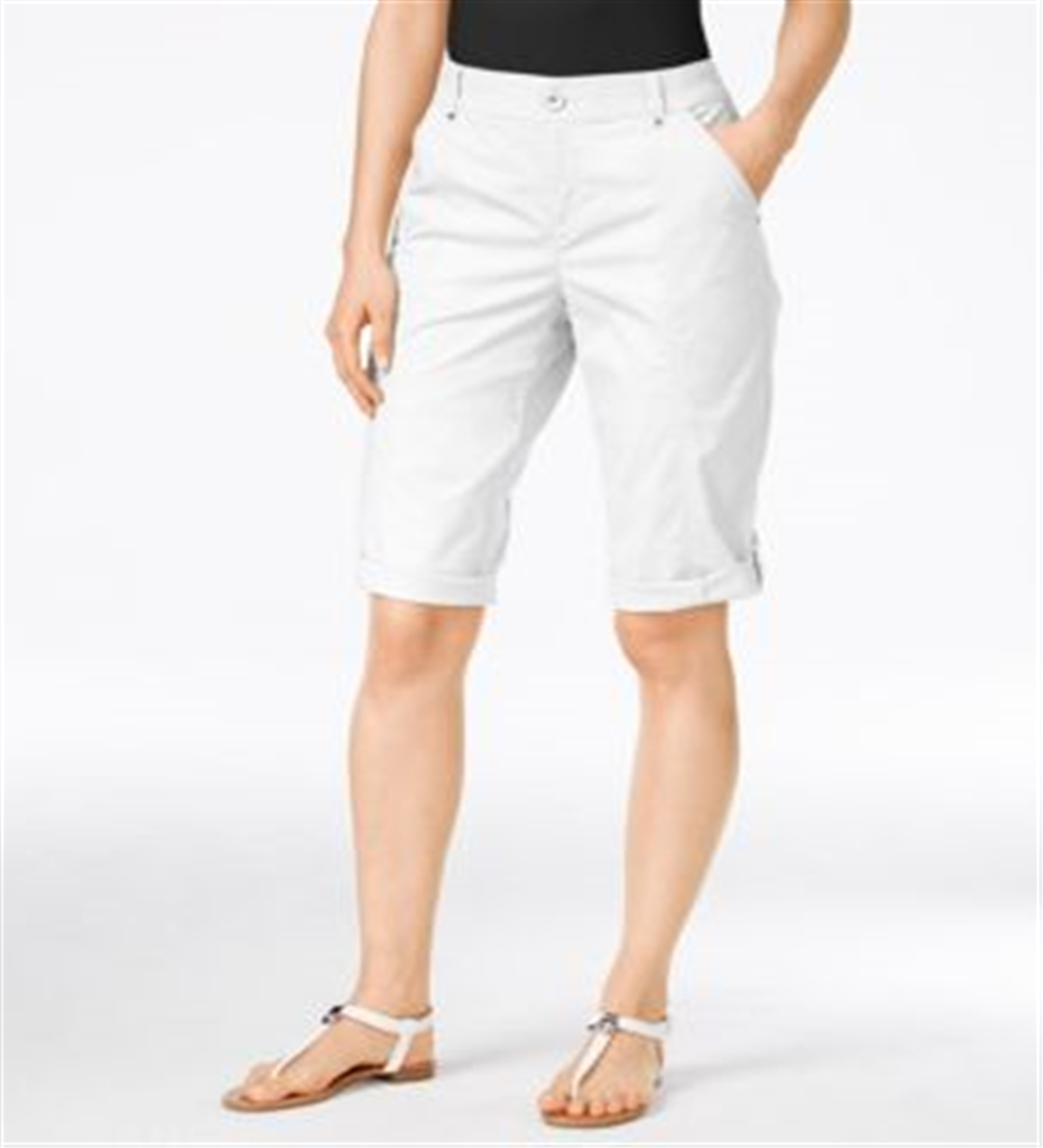 Style & Co Women's Cuffed Mid Rise Cargo Shorts White Size 2 P