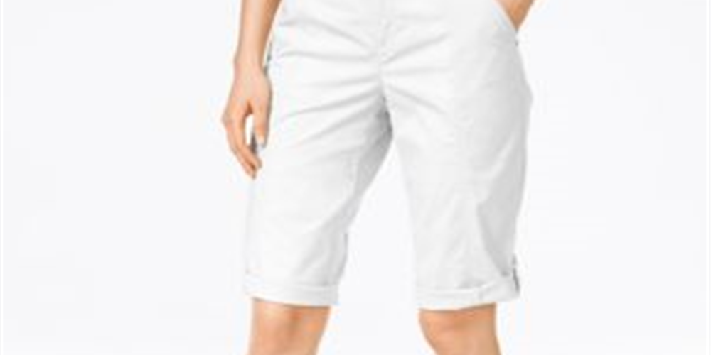 Style & Co Women's Cuffed Mid Rise Cargo Shorts White Size 2 P