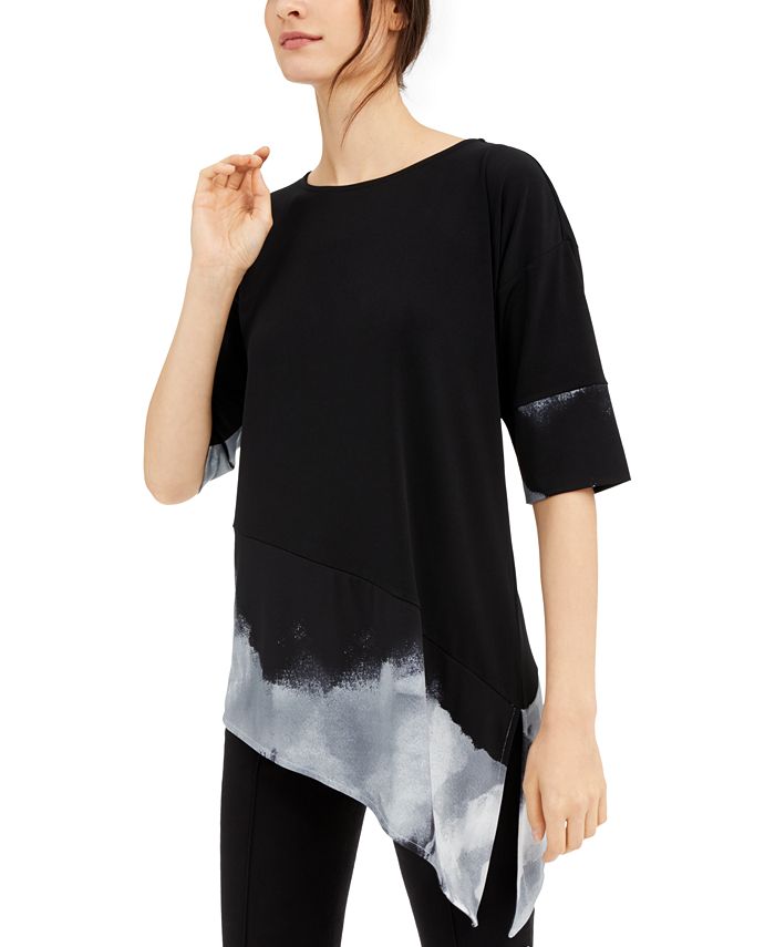 Alfani Women's Asymmetrical Top Black Size XX-Large