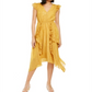 INC Women's Petite Burnout-Print MIDI Dress  Yellow Size Petite M