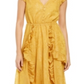 INC Women's Petite Burnout-Print MIDI Dress  Yellow Size Petite M