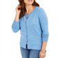 Charter Club Women's Long Sleeve Button Front Cardigan Blue Size Medium