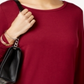 Alfani Women's Ruched Crew Neck T-Shirt Red Size Medium