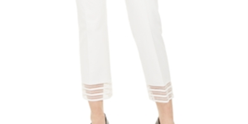 Alfani Women's Lace Hem Ankle Pants White Size 18