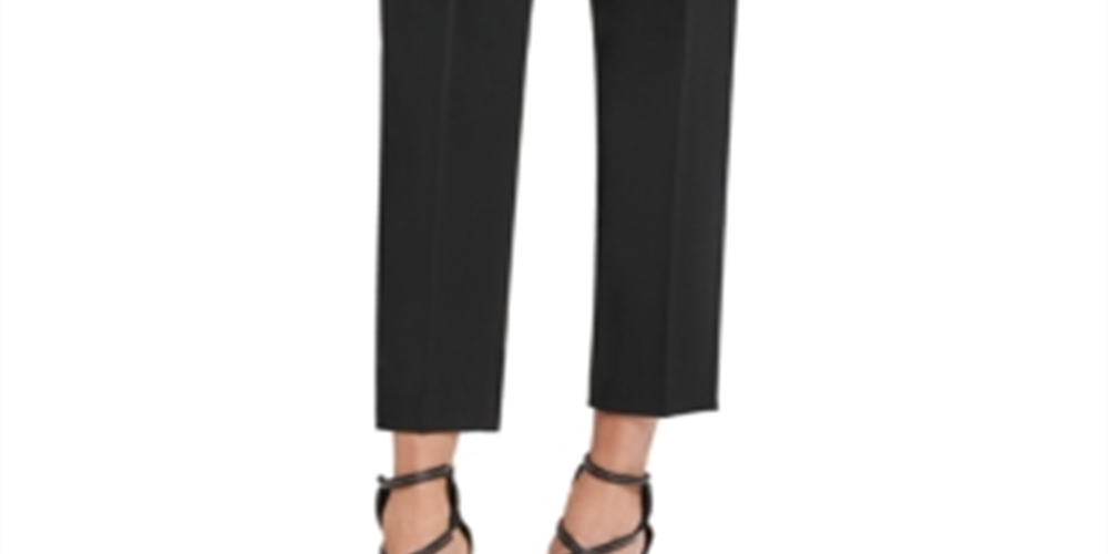DKNY Women's High Waist Belted Stretch Dress Pants Black Size 16