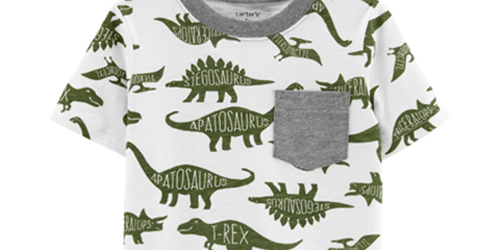 Carter's Toddler Boy Dinosaur Print Pocket Tee White Multi Size 5T