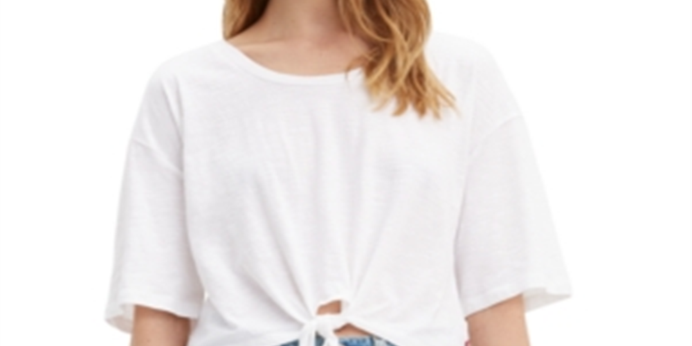 Women's Levi's Fiona Knot-Front Tee White Size X-Large